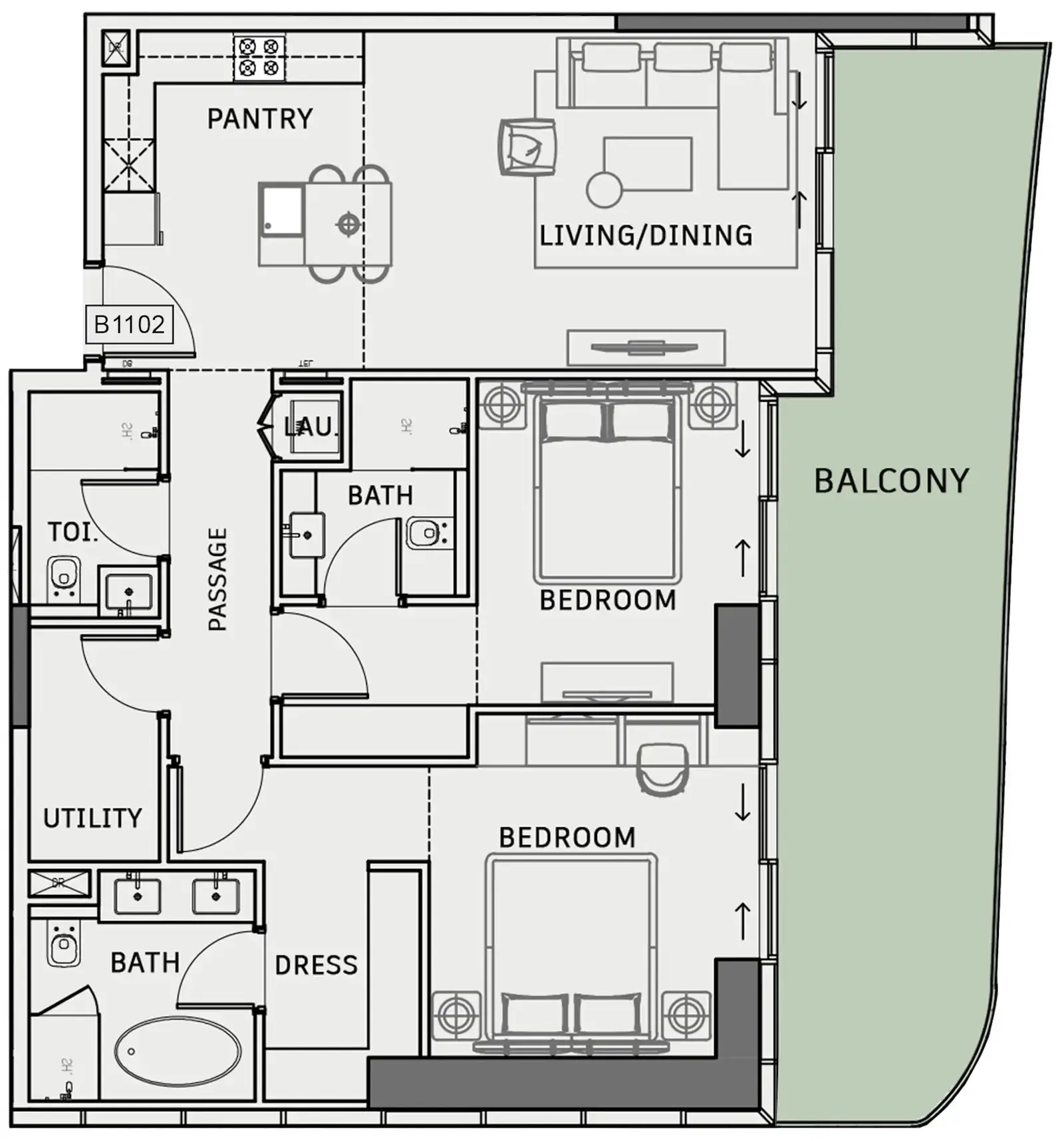 2 Bedrooms apartments - One Sky Park