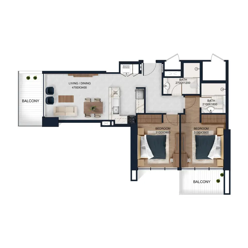 2 bedroom