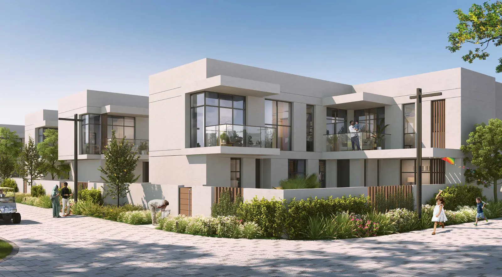 Modern exterior view of The Sustainable City Yas Island showcasing sustainable architecture in Abu Dhabi real estate market.jpg