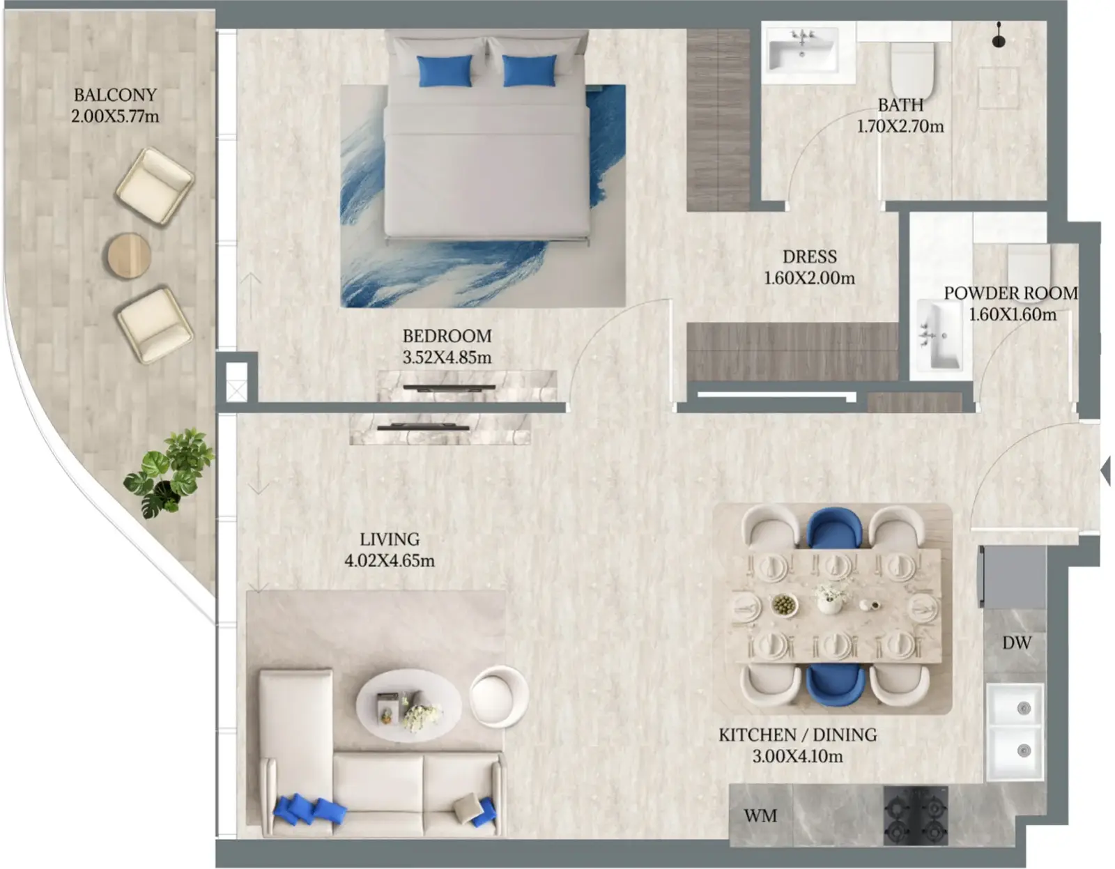 1 Bedroom apartments - Maravea Residences floor plan