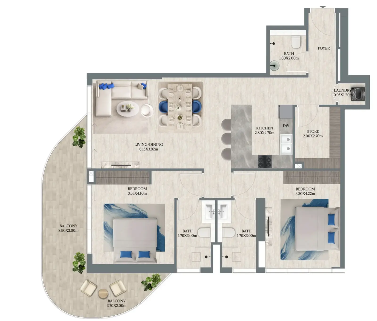 2 Bedrooms apartments - Maravea Residences