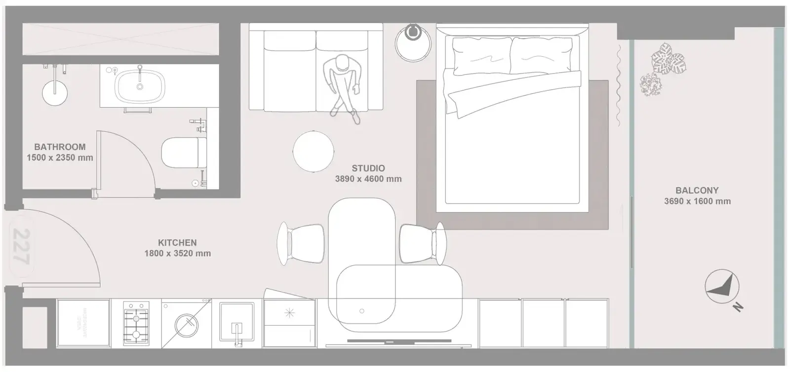 Studio apartments - Linea by Holm floor plan