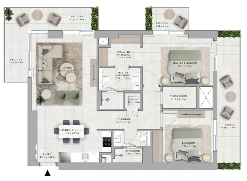 2 Bedrooms apartments - Club Place