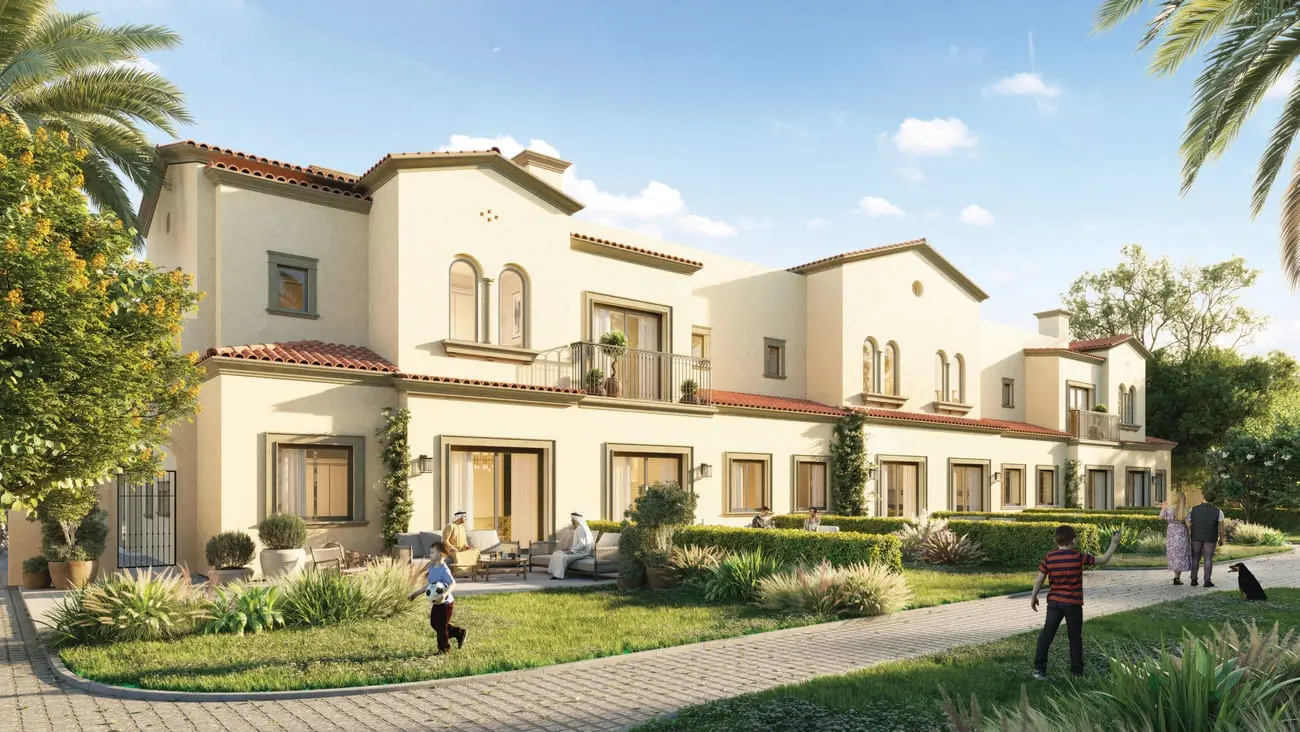 Arched entrance exterior at Carmona Bloom Living townhouse Zayed City