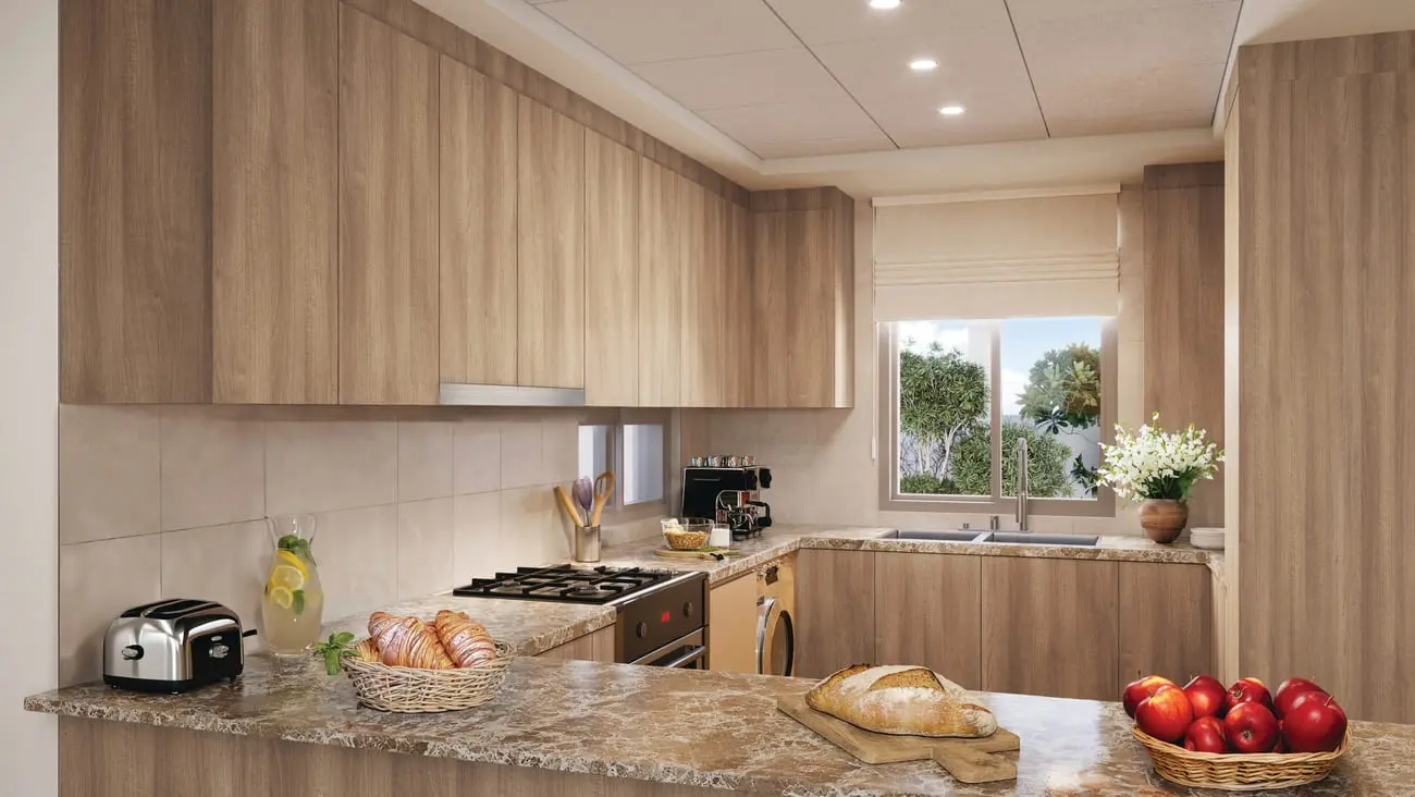 Private garden exterior at Carmona Bloom Living townhouse Zayed City