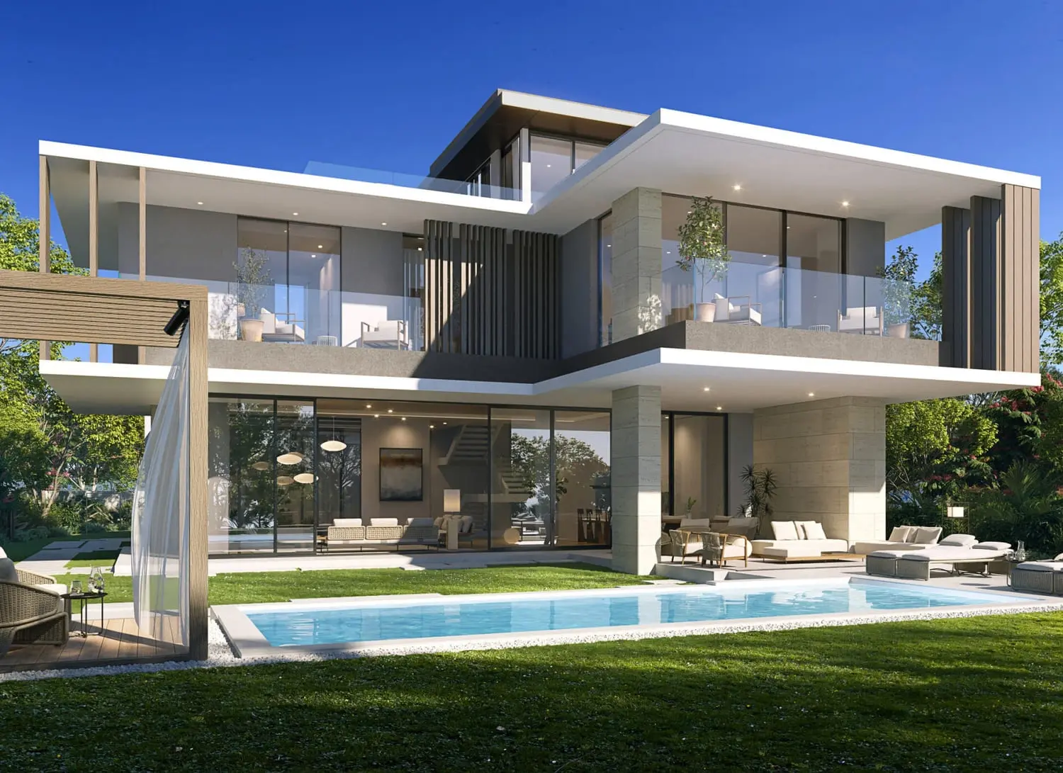 Apartment building exterior at SHA Residences Emirates, Al Jurf, Abu Dhabi, framed by the wellness island's natural setting