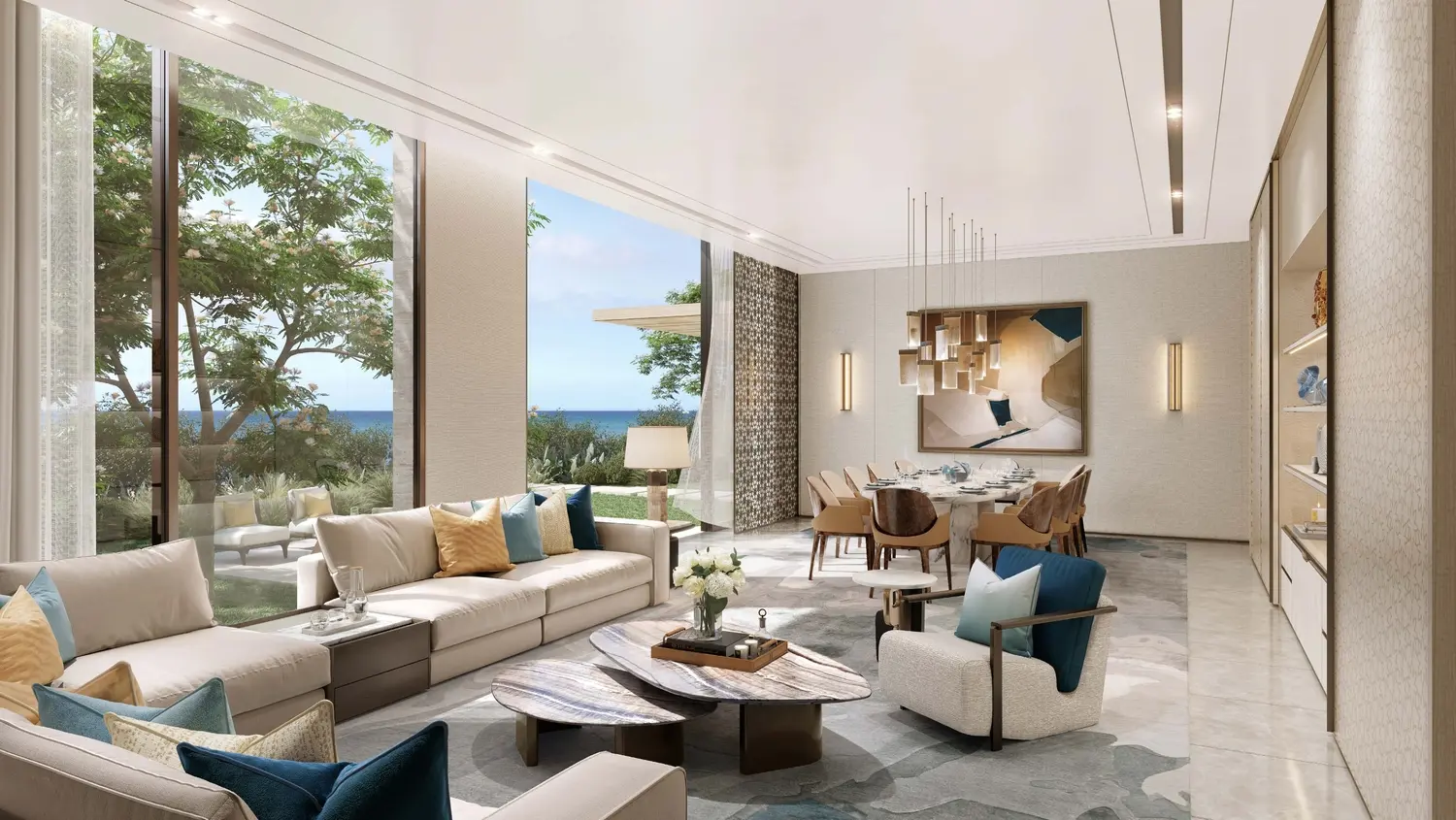 Master bedroom interior within a SHA Residences Emirates villa, Al Jurf, Abu Dhabi, designed for comfort and tranquillity
