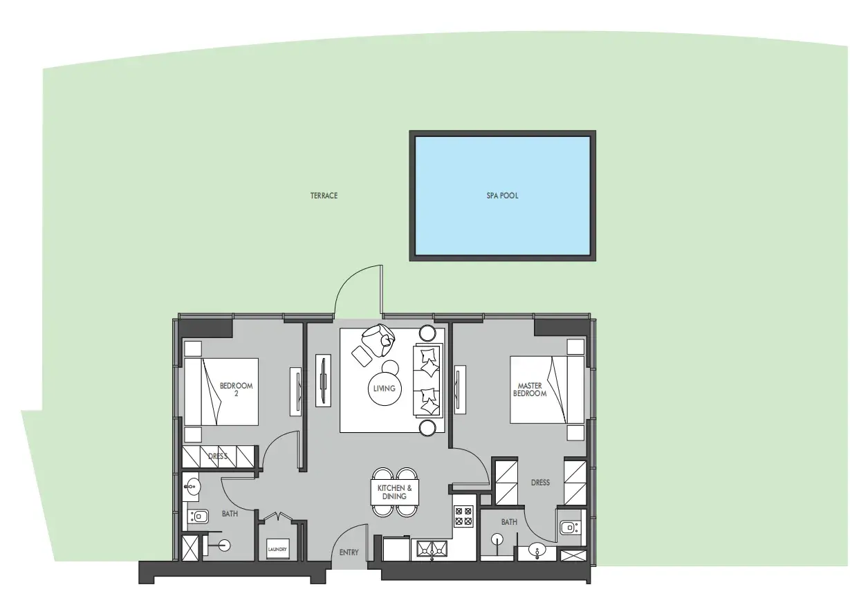 2 Bedrooms apartments - The Waterway