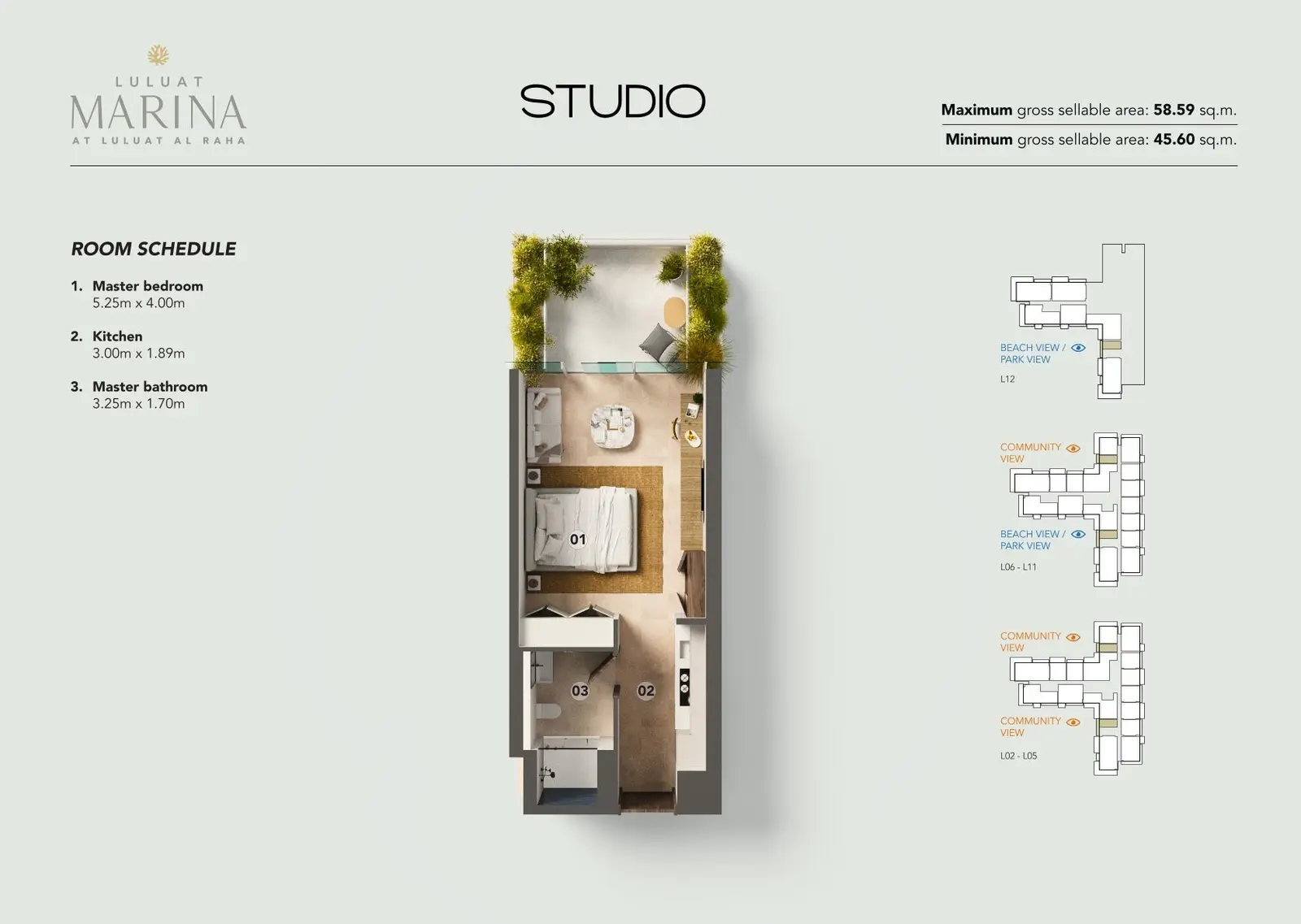 Studio Luluat Marina floor plan