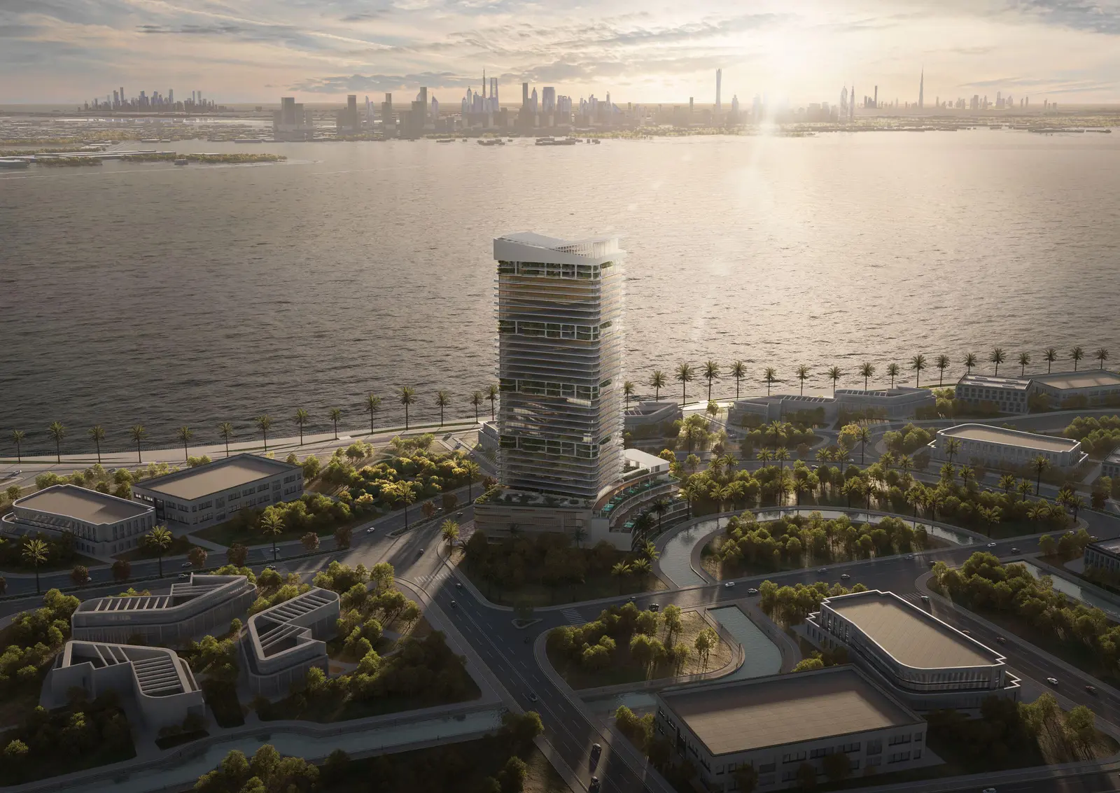 Canal-facing exterior view capturing serene water vistas and modern architectural lines.