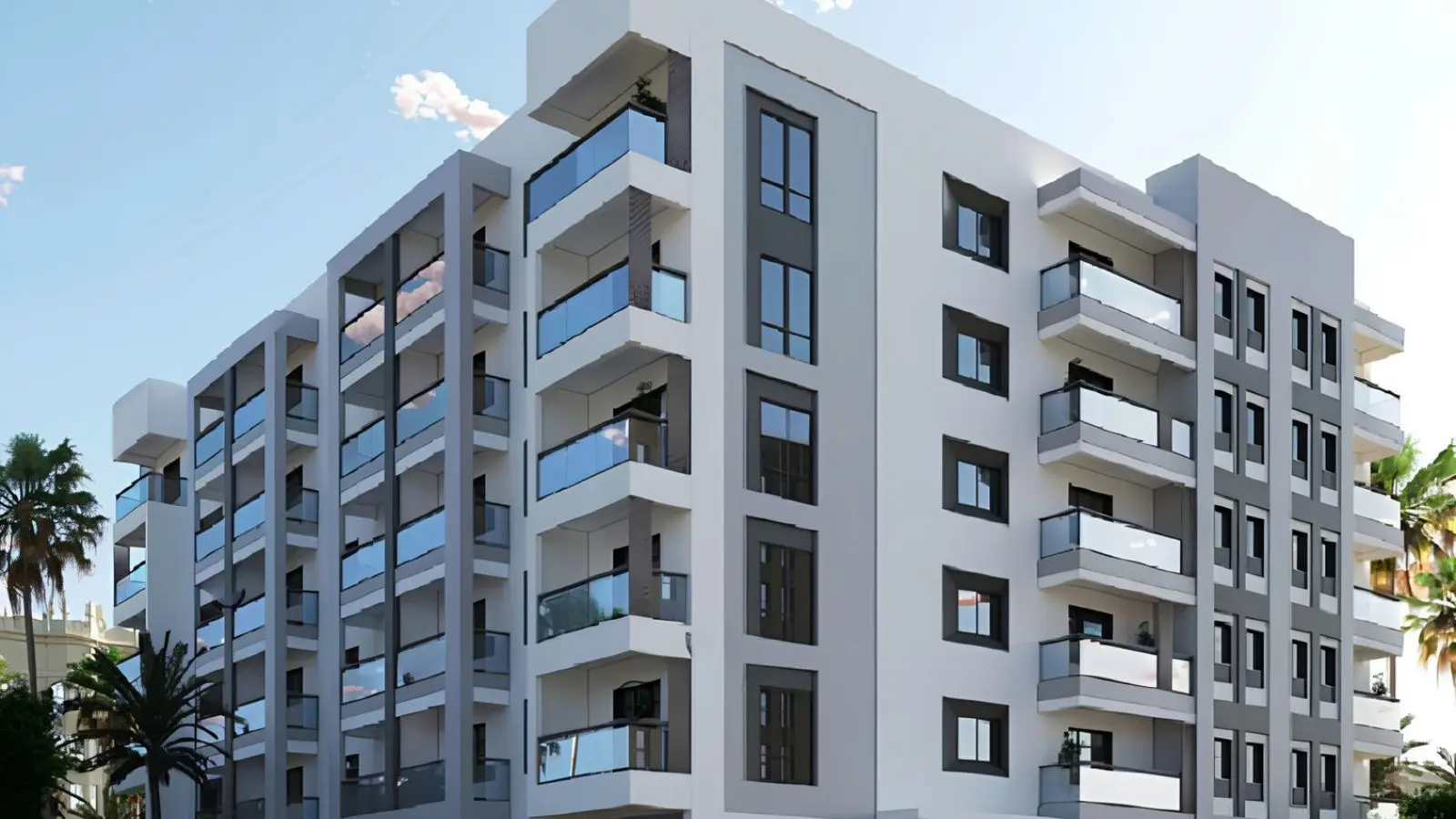 Al Reeman View building facade in Al Shamkha showcasing elegant apartment exteriors and urban design elements.