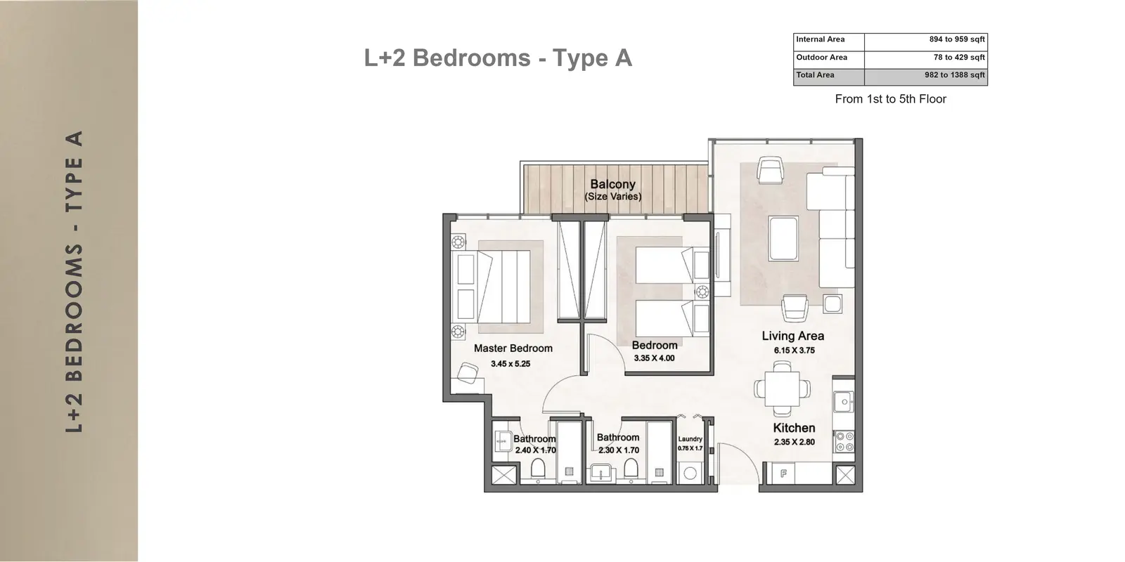 L+2 Bedrooms floor plan
