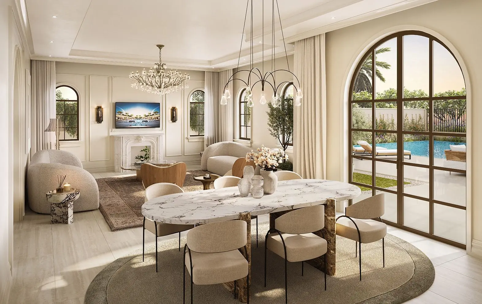 Marbella Bloom Living Zayed City Abu Dhabi stylish family lounge interior within premium residential villas
