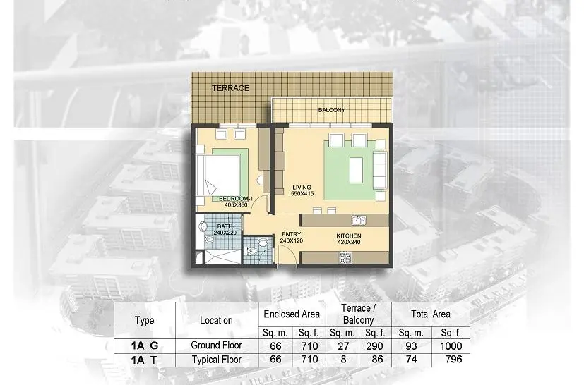 1 Bedroom Apartment Type 1A