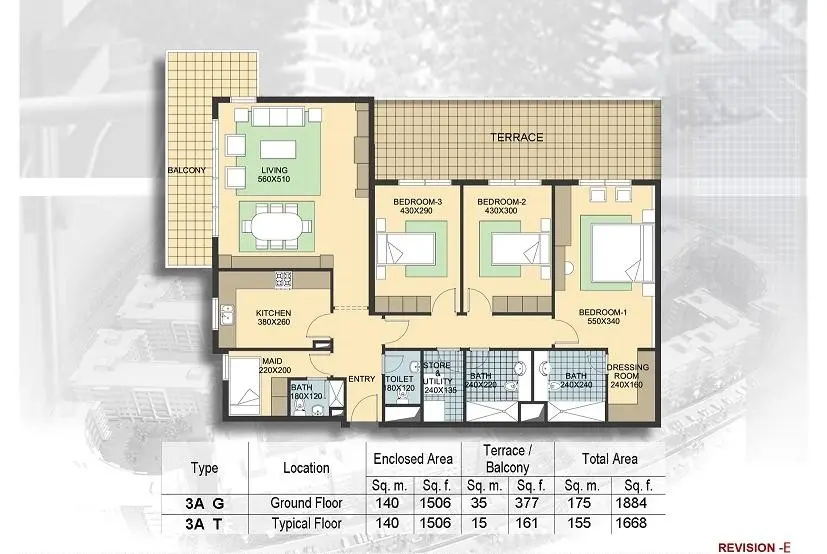 3 Bedroom Apartment Type 3A