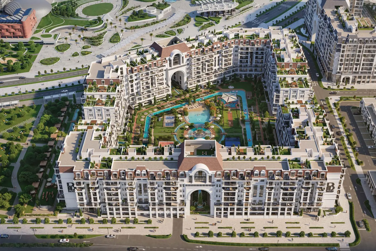 Bab Al Qasr Garden Residence 65 Masdar City Abu Dhabi luxury exterior views with landscaped community spaces
