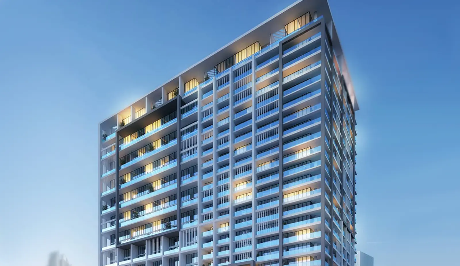 Al Maryah Vista residential complex exterior with landscaped gardens and retail areas