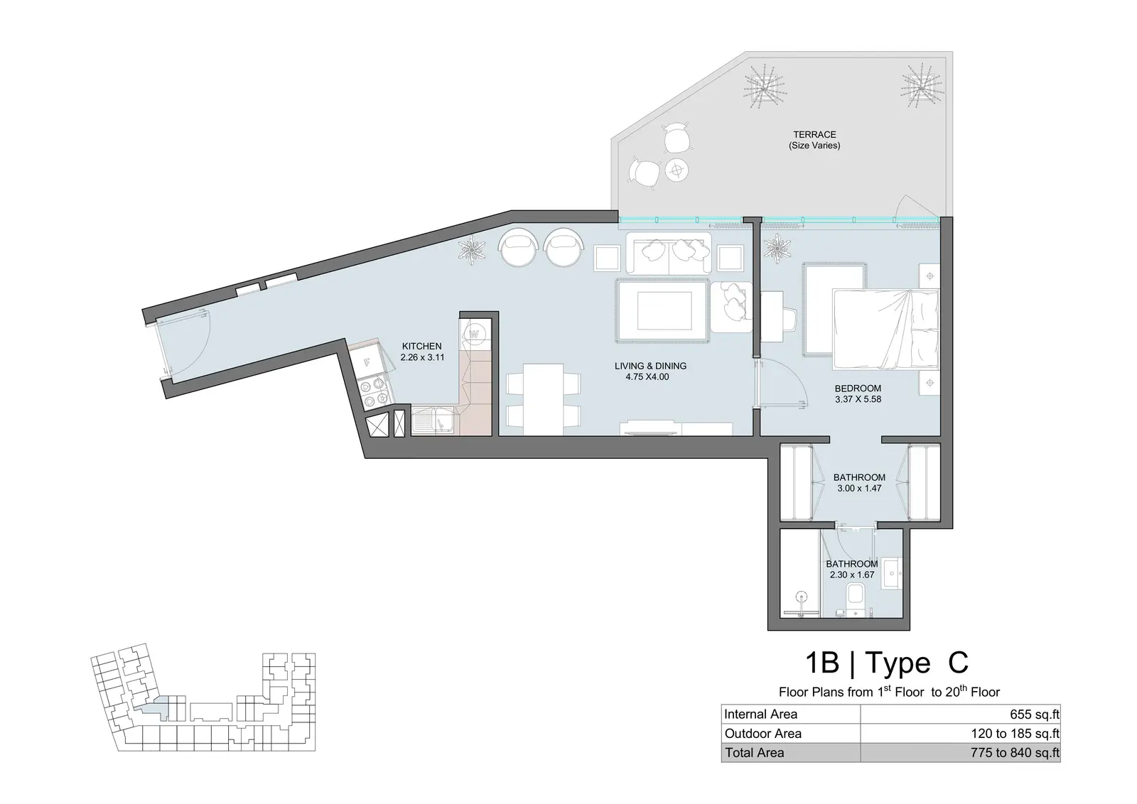 1 Bedroom Apartment Type C