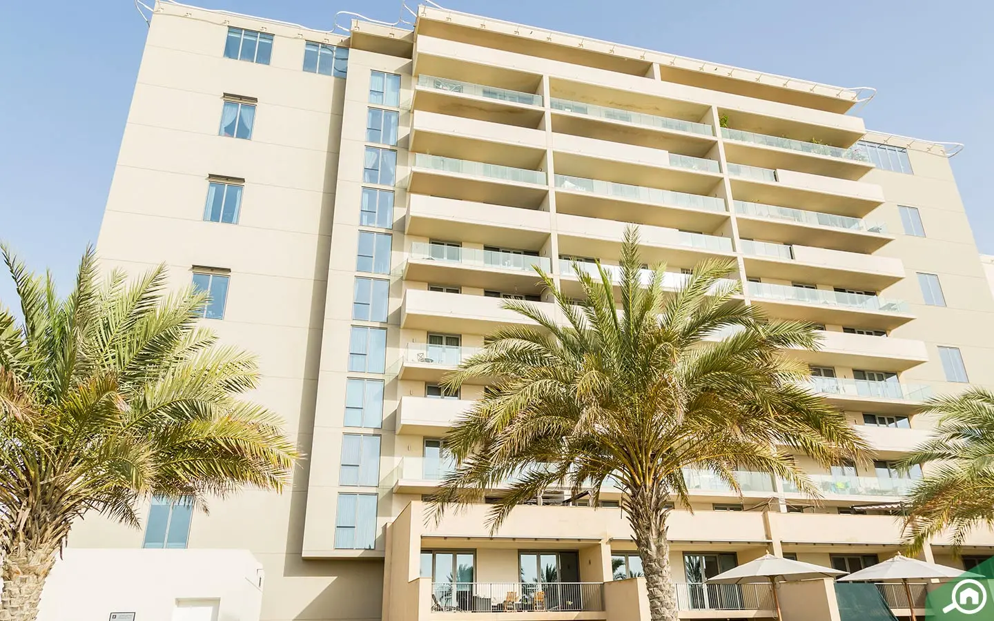 Well-designed infrastructure of Al Dana community connected to mainland via sea bridges