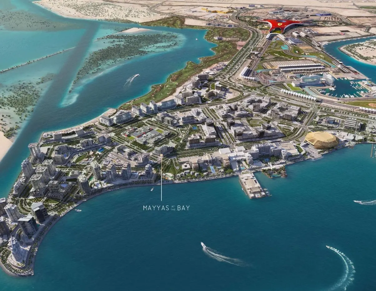 Mayyas at The Bay master plan on Yas Island Abu Dhabi showcasing residential layouts, amenities, and island community living.