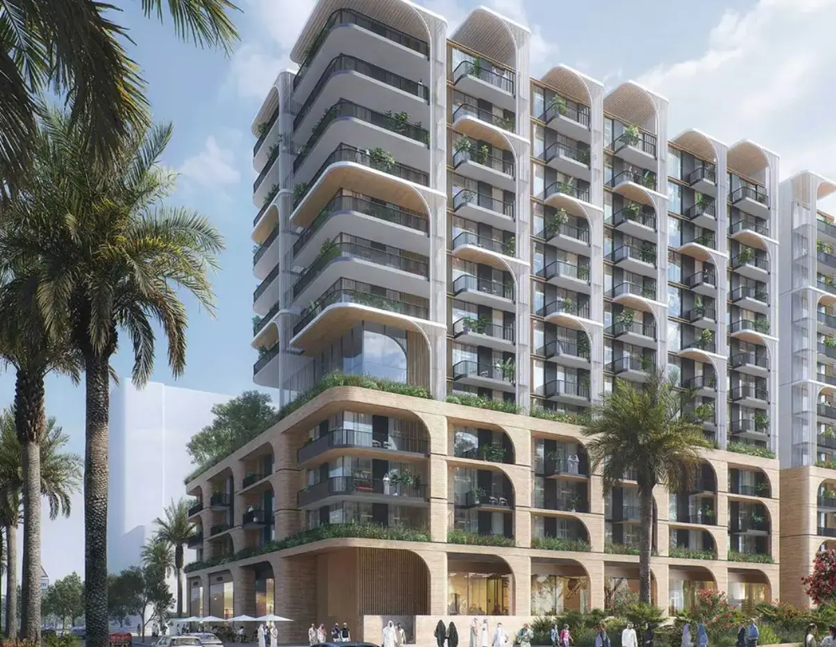 Master plan of Manarat Living II on Saadiyat Island, Abu Dhabi showcasing contemporary residences, landscaped spaces, rooftop amenities, and community facilities.