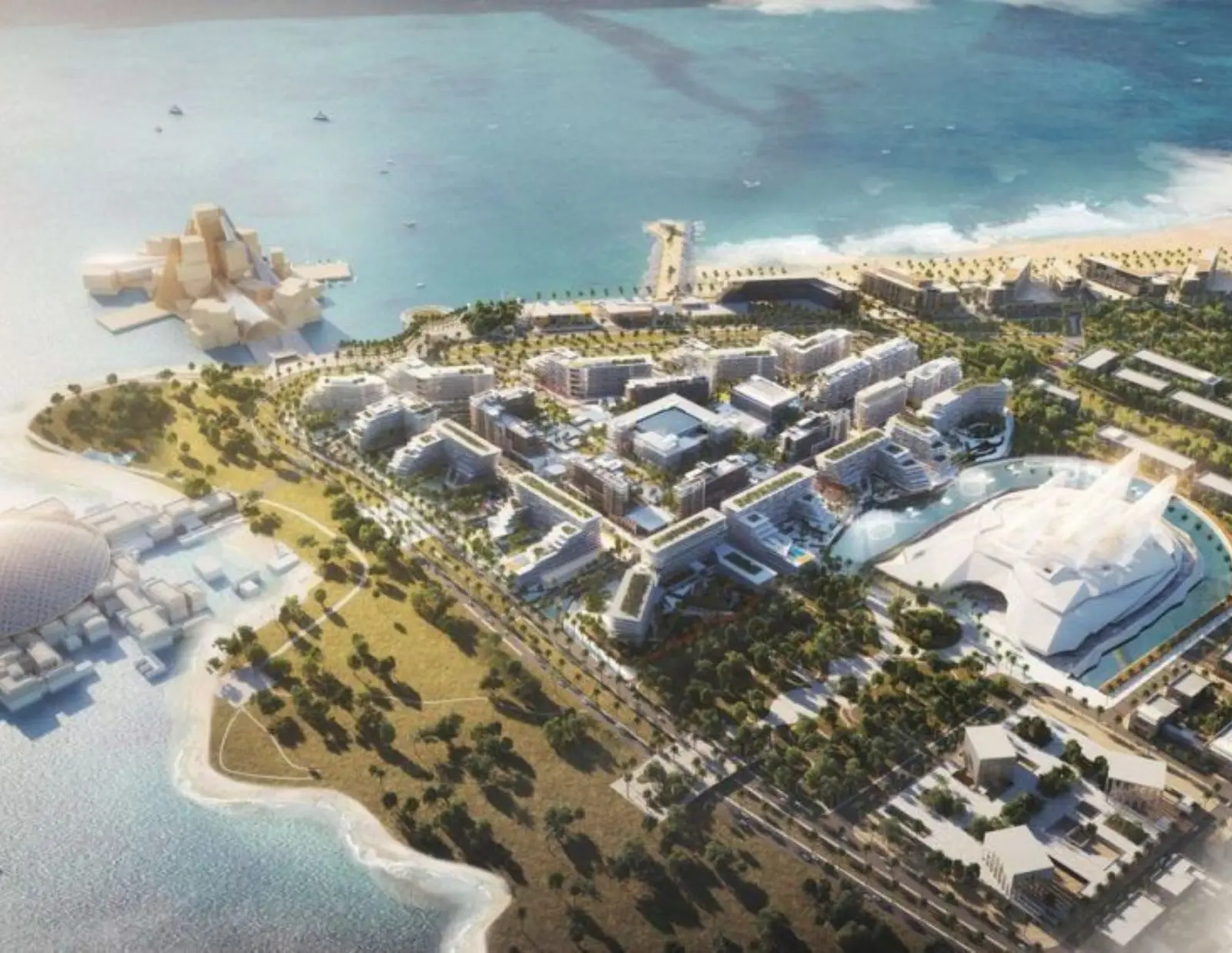 Master plan of Louvre Abu Dhabi Residences at Saadiyat Grove featuring luxury residences, landscaped spaces, and cultural attractions in Abu Dhabi.
