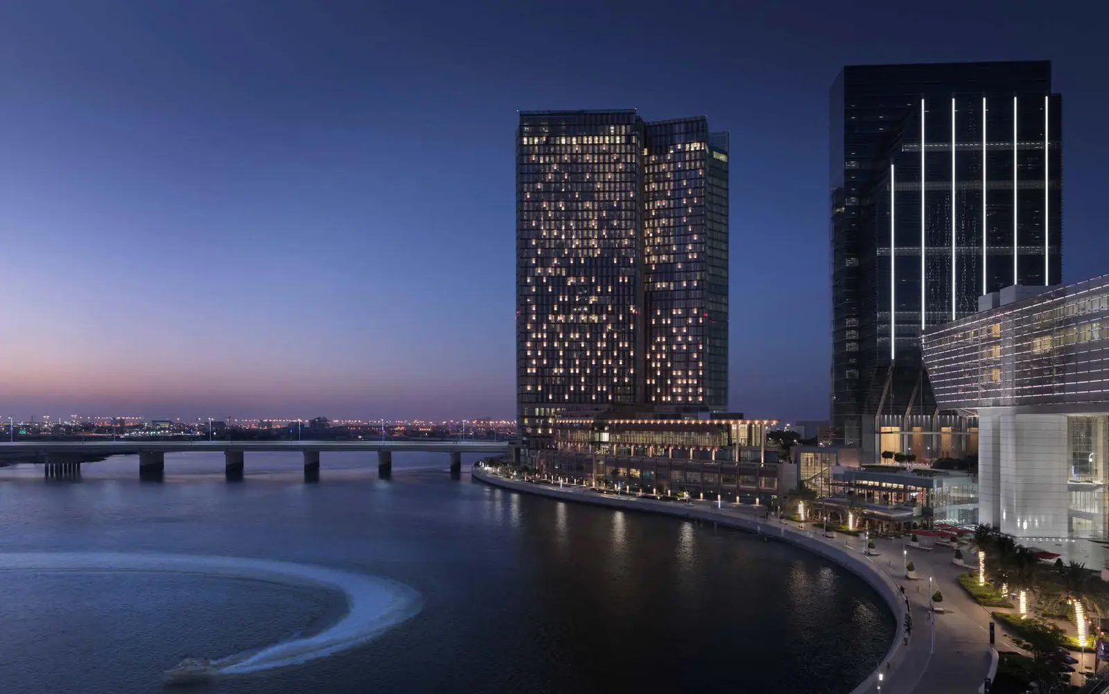 Evening illumination of Four Seasons Hotel Abu Dhabi striking architectural lighting on Al Maryah Island.jpg