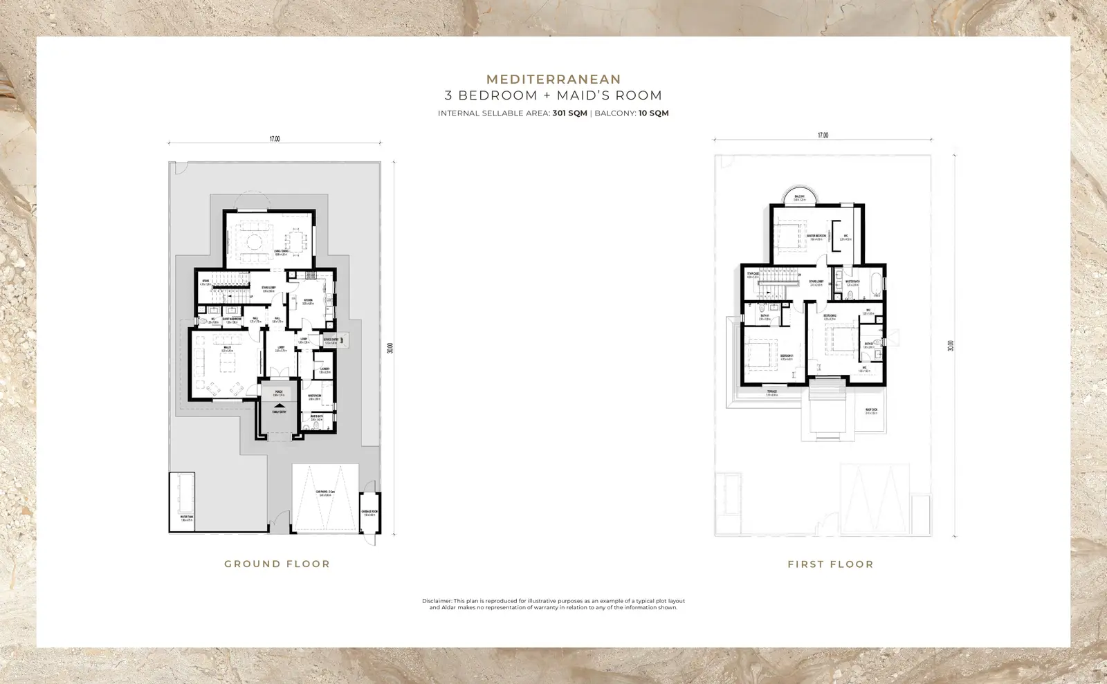 3 Bedroom + Maid's Room floor plan