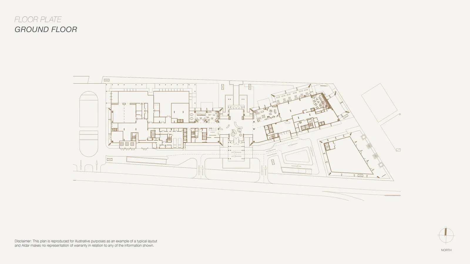 Ground floor plate architectural layout of Nobu Residences on Saadiyat Island, Abu Dhabi, featuring the main lobby, reception areas, and arrival zones.