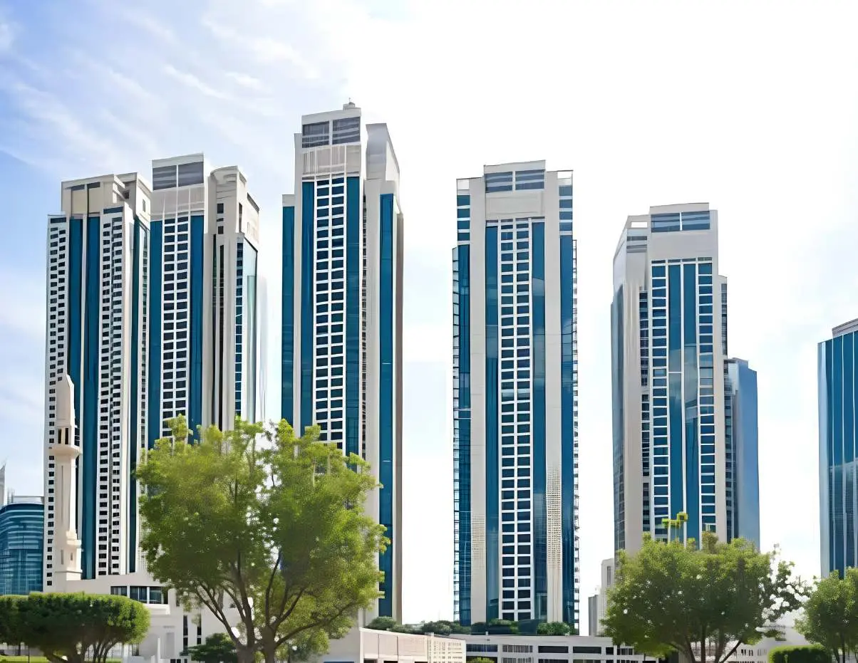 Marina Heights master plan in Marina Square, Al Reem Island, Abu Dhabi, showcasing residential towers, landscaped spaces, amenities, parking, and waterfront surroundings.