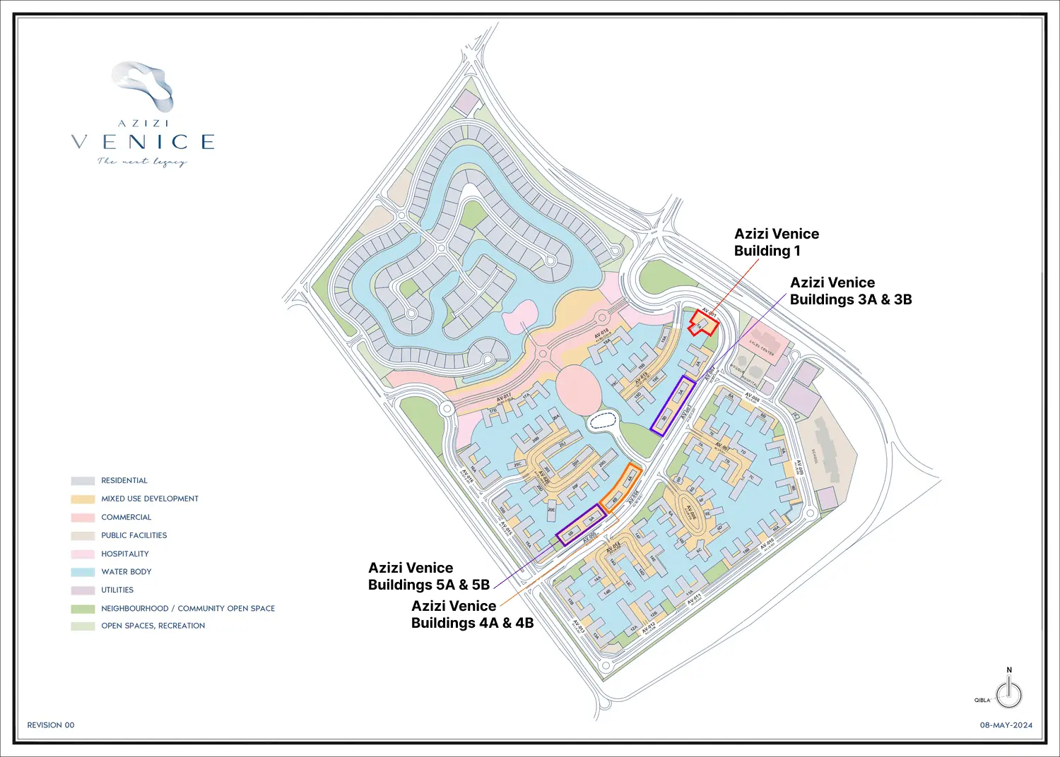 Azizi Venice Buildings 1, 3, 4 and 5 master plan