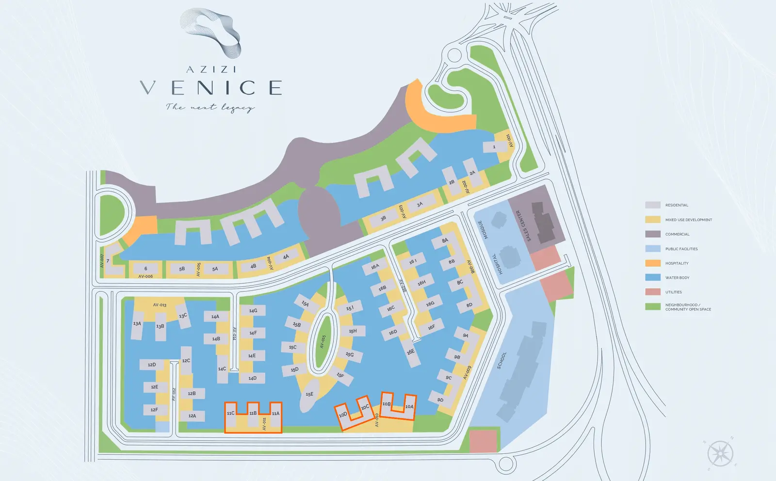 Azizi Venice Buildings 10 and 11 master plan