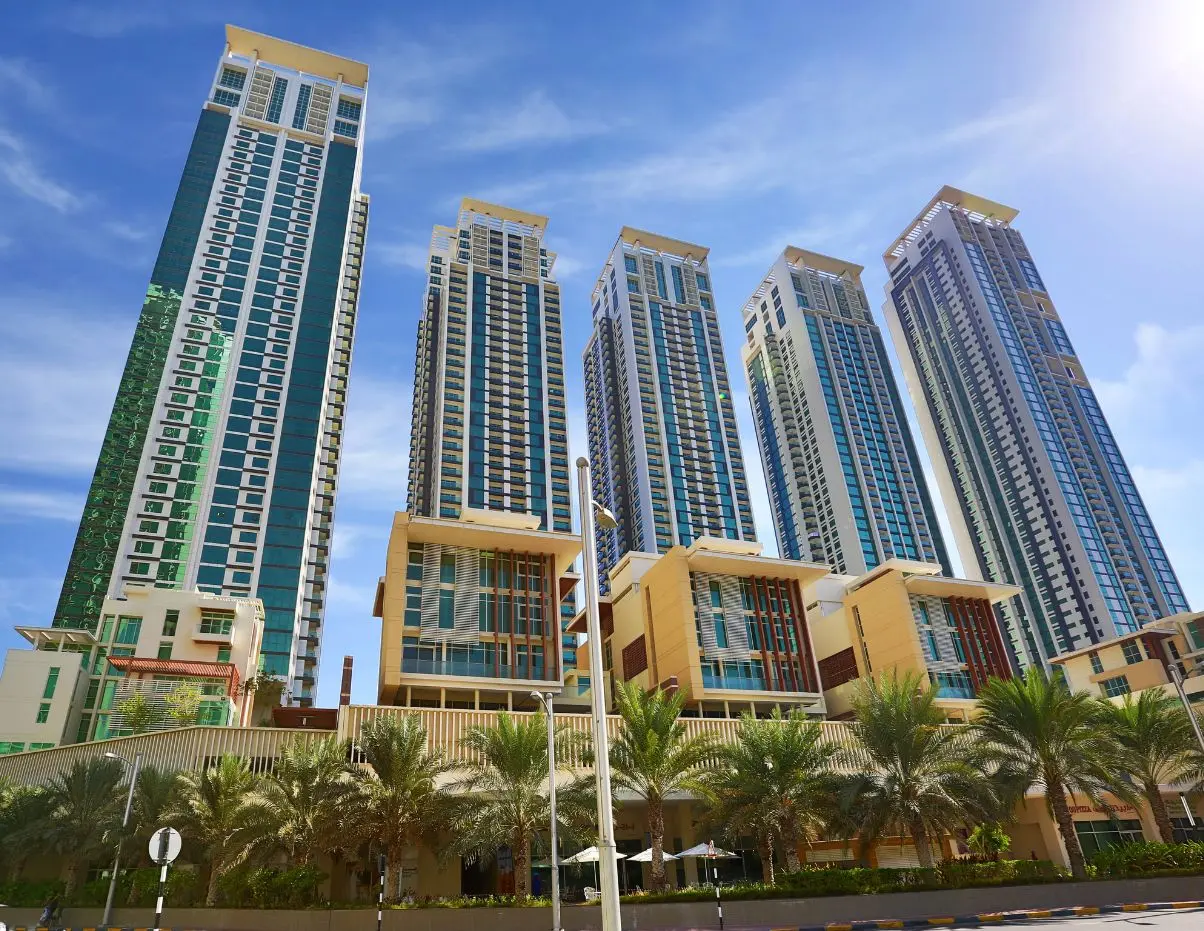 Marina Blue Tower master plan in Marina Square, Al Reem Island, Abu Dhabi showing waterfront residences, roads, landscaped spaces, and community amenities.