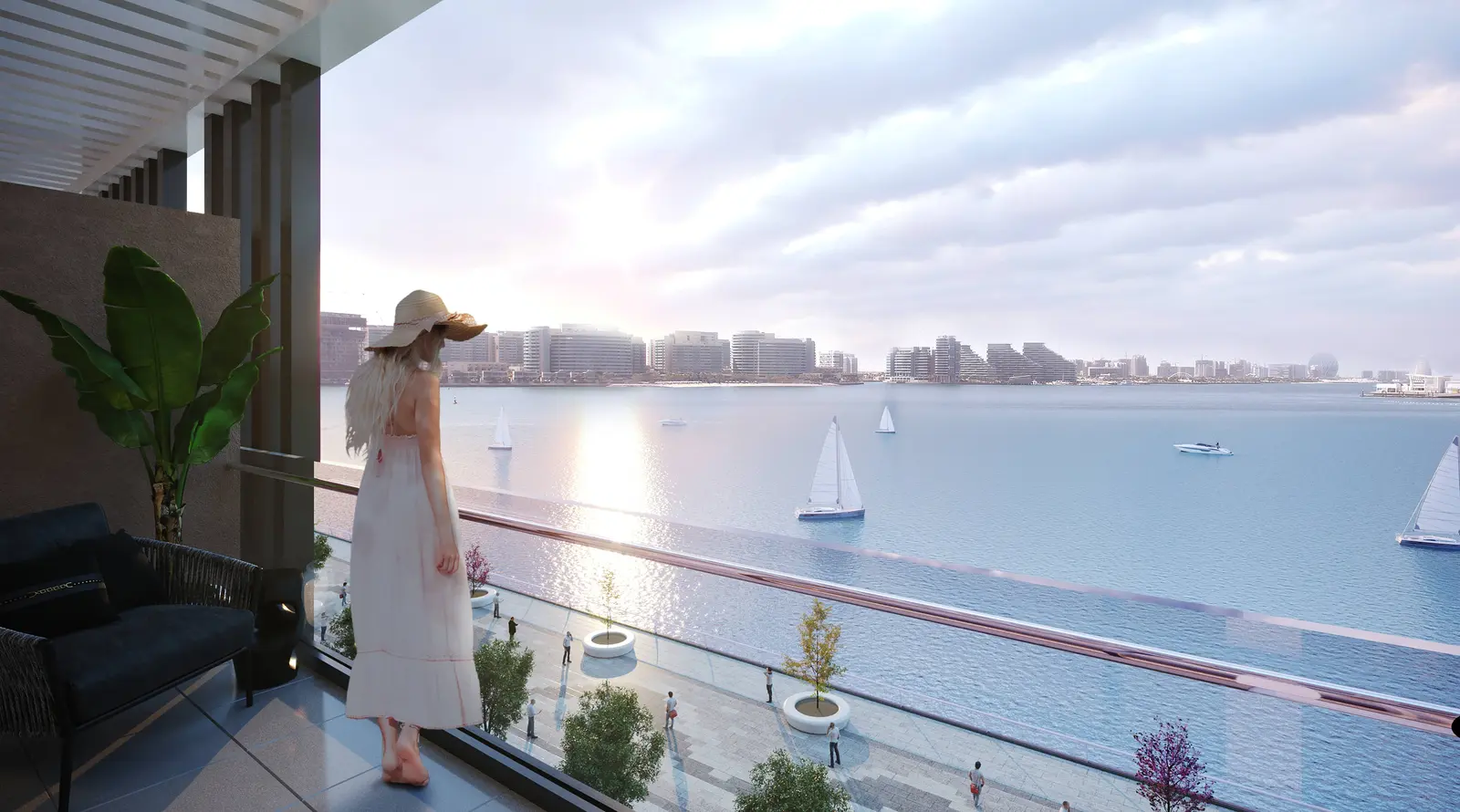 Perla 1 Yas Island Abu Dhabi exterior showcasing contemporary architecture, elegant residential design, landscaped surroundings, and premium urban living.