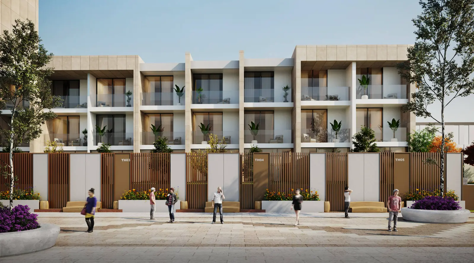 Perla 1 Yas Island Abu Dhabi exterior showcasing sleek architectural lines, modern balconies, landscaped surroundings, and upscale residential design.