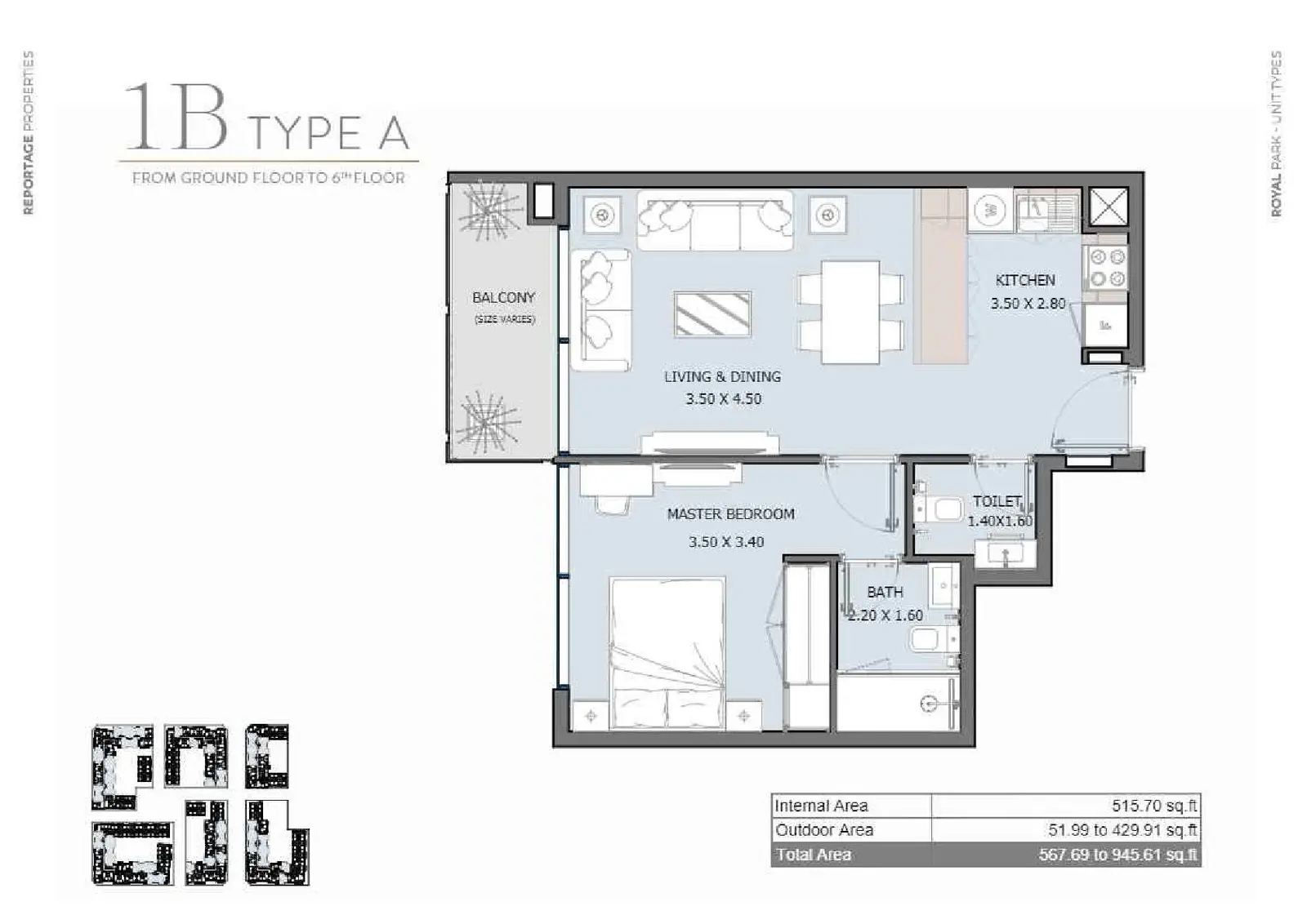 1 Bedroom Apartment floor plan