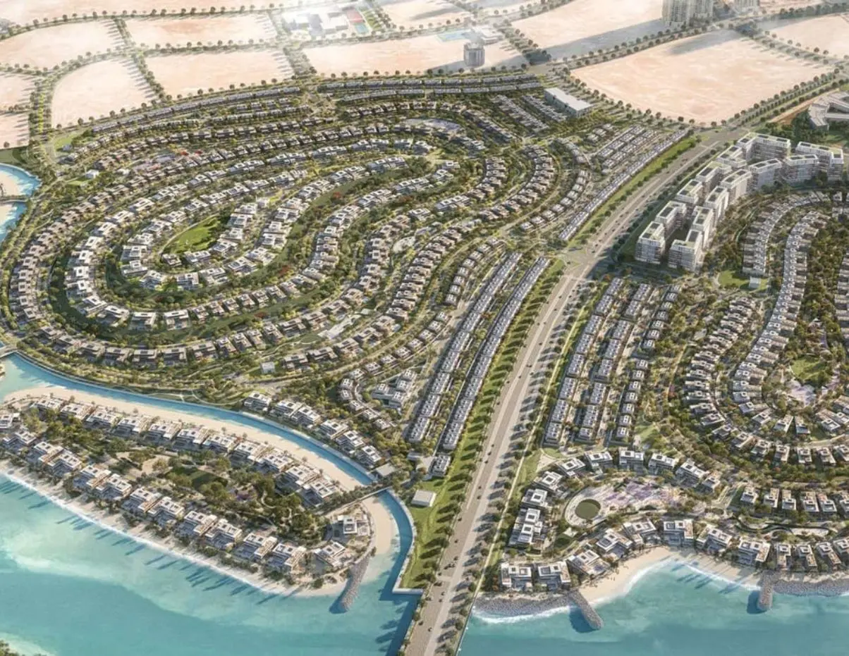 Reem Hills Villas master plan at Al Reem Island showcasing luxury waterfront community, landscaped parks, canals, and premium residential amenities.