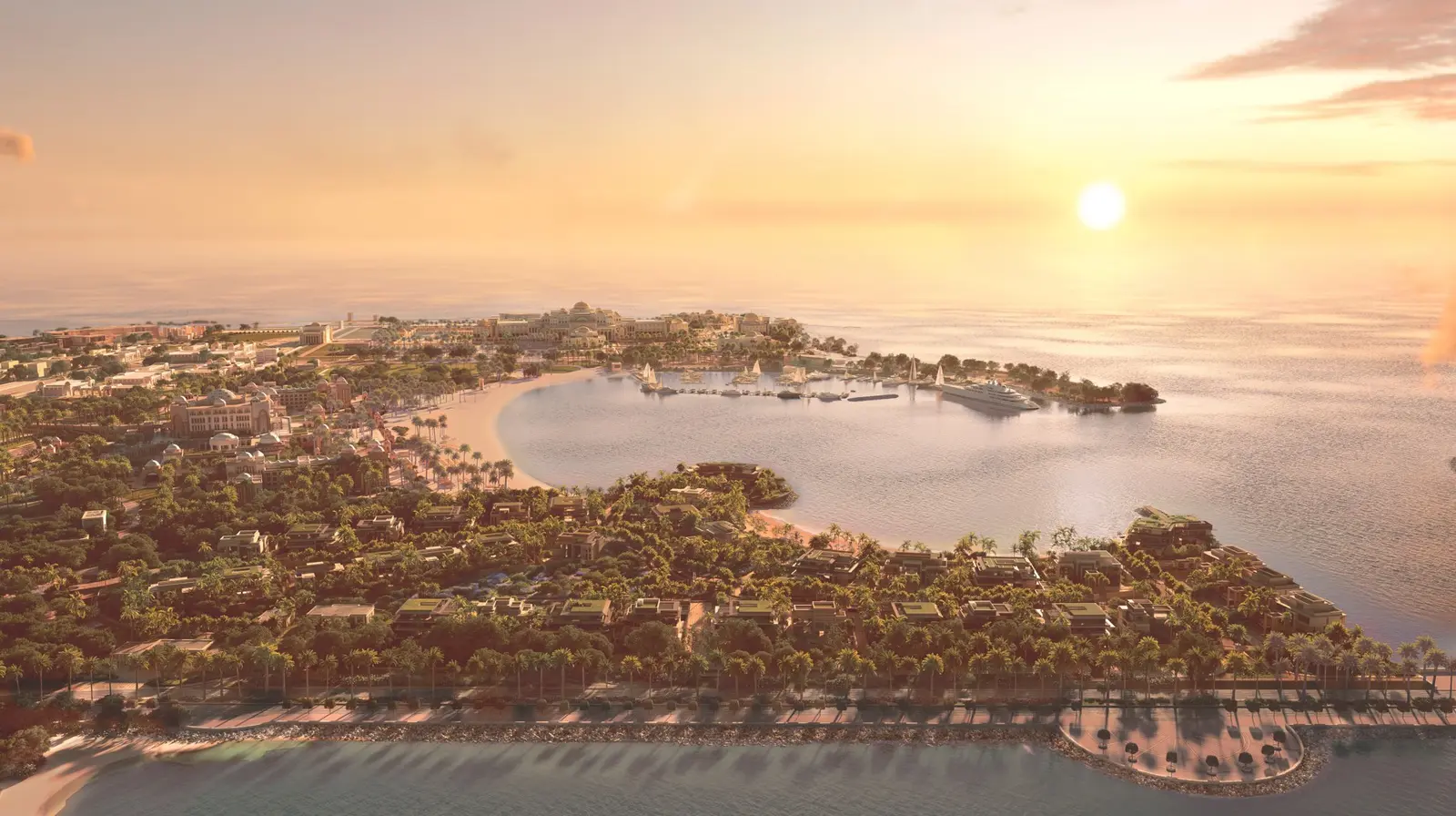 Beach render from the upcoming project Emirates Palace Mansions brochure featuring exclusive luxury mansion community.