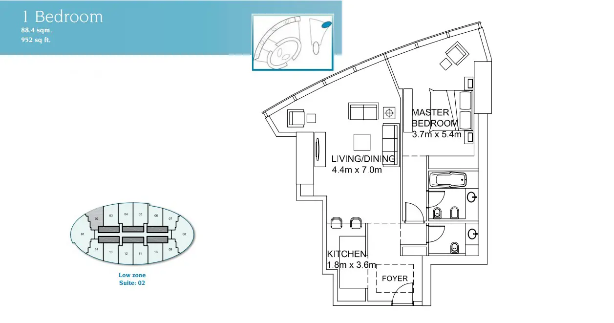 1 Bedroom Apartment floor plan