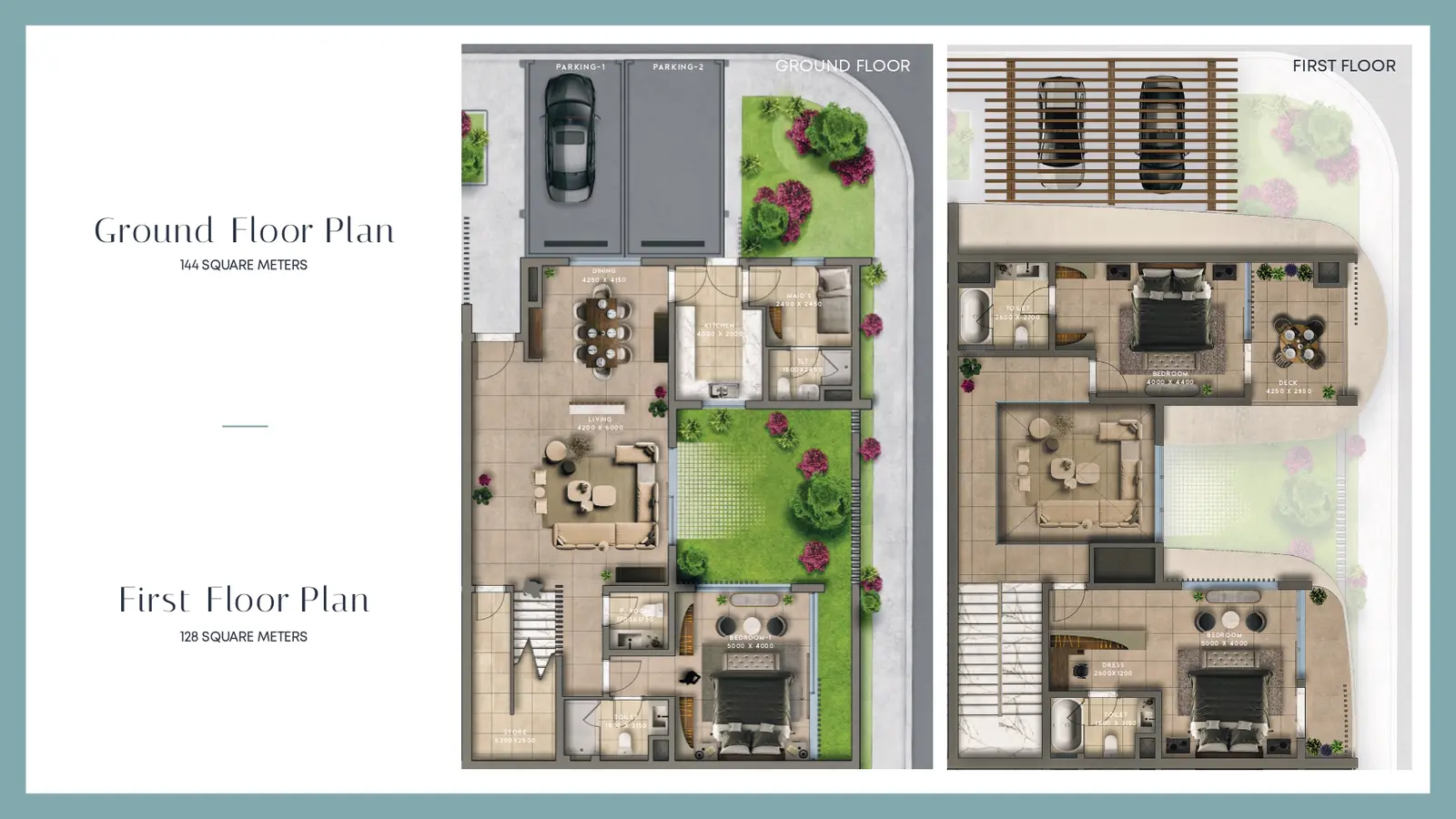 3 Bedrooms Townhouse floor plan