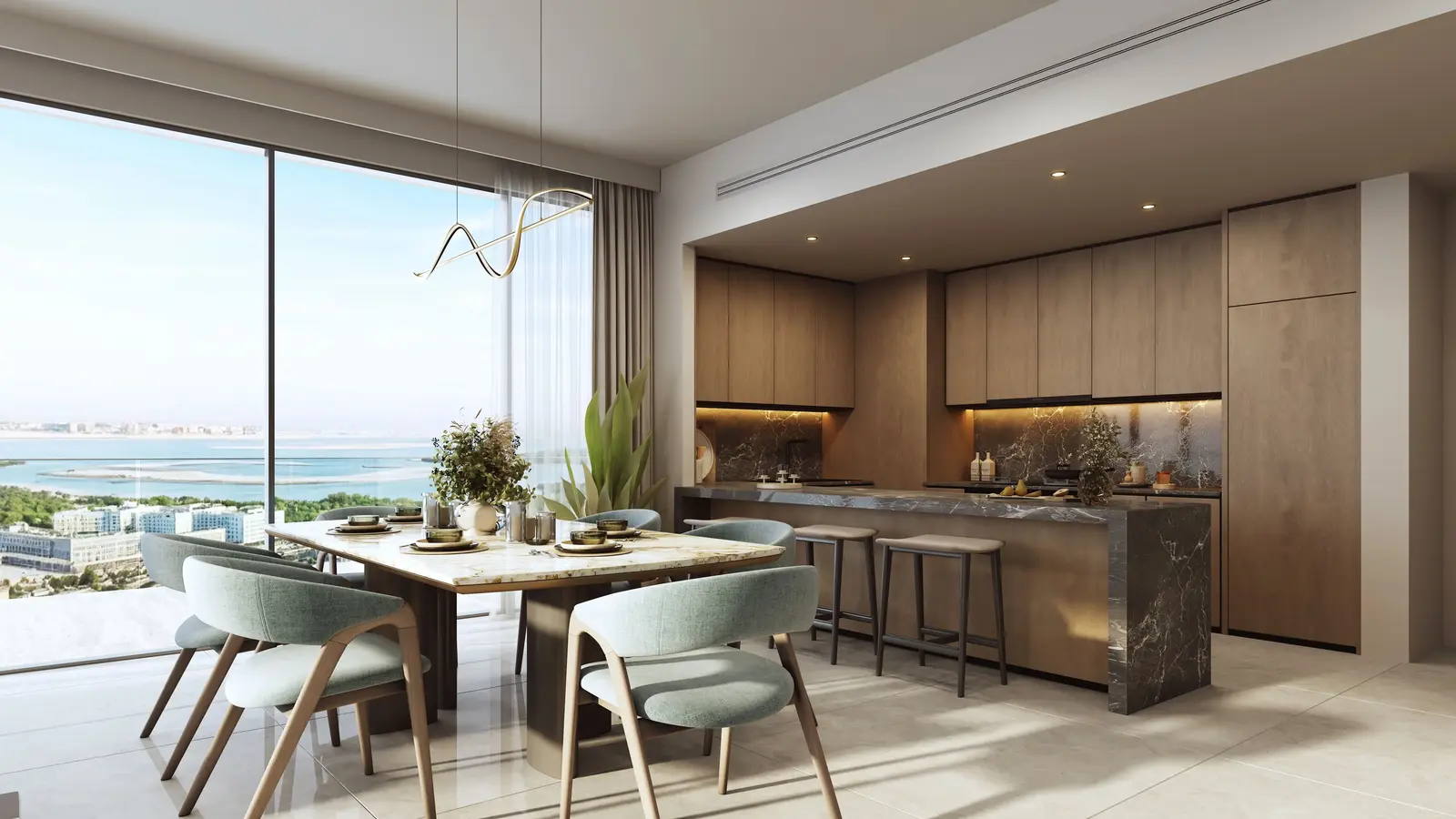 Luxury bedroom interior at Rotana Residences Abu Dhabi apartments Al Reem Island featuring spacious layout and hospitality-inspired comfort.