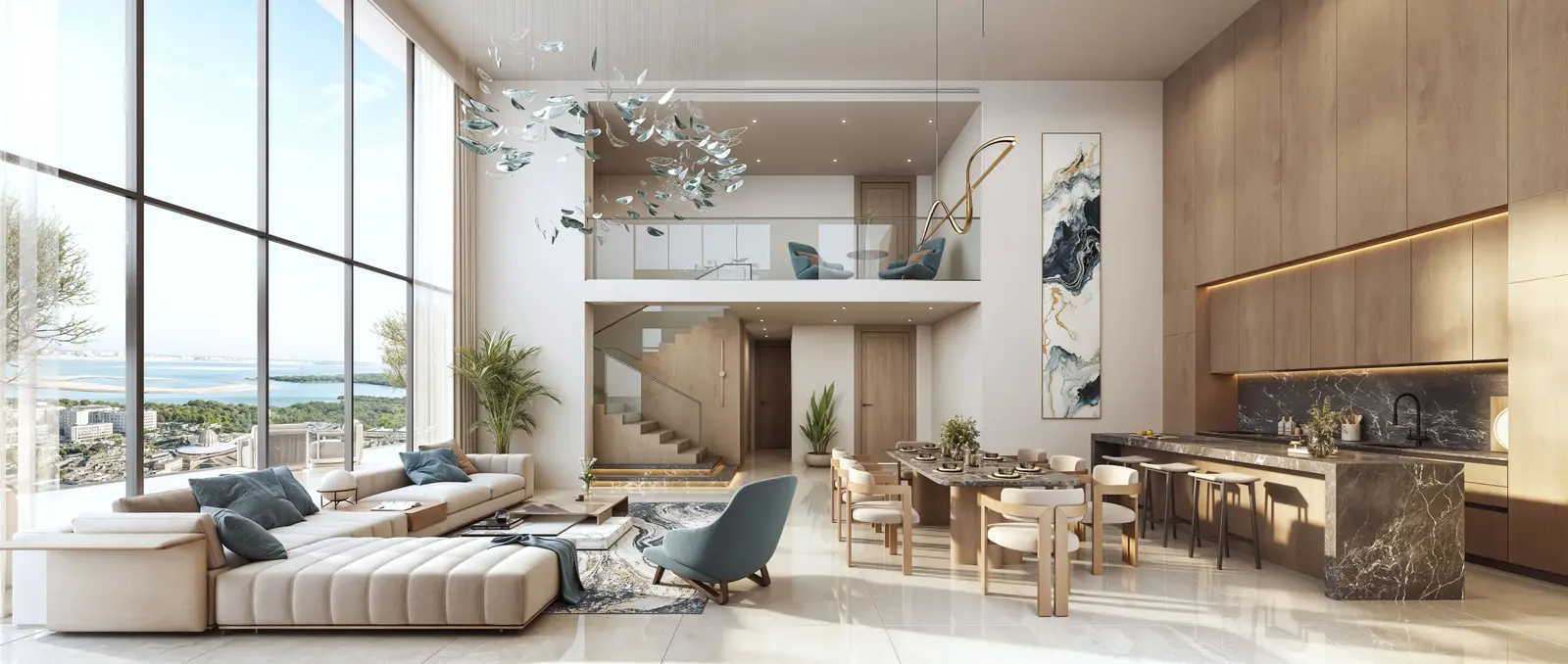 Rotana Residences Al Reem Island Abu Dhabi modern apartment living room interior with elegant contemporary design and premium finishes.