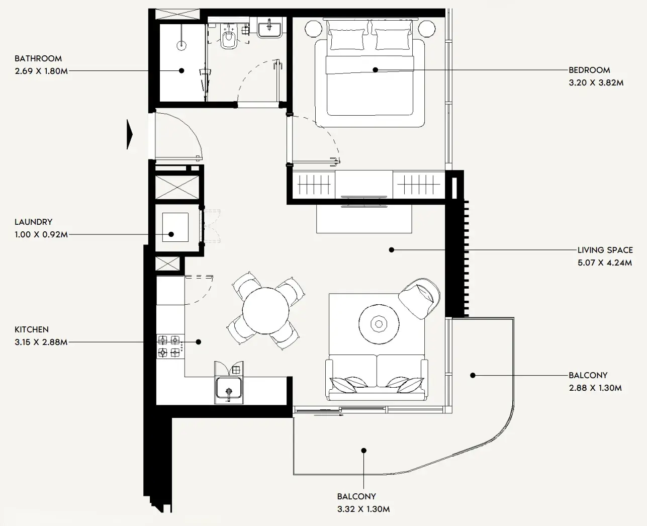 1 Bedroom apartments - Jaddaf Beach Oasis