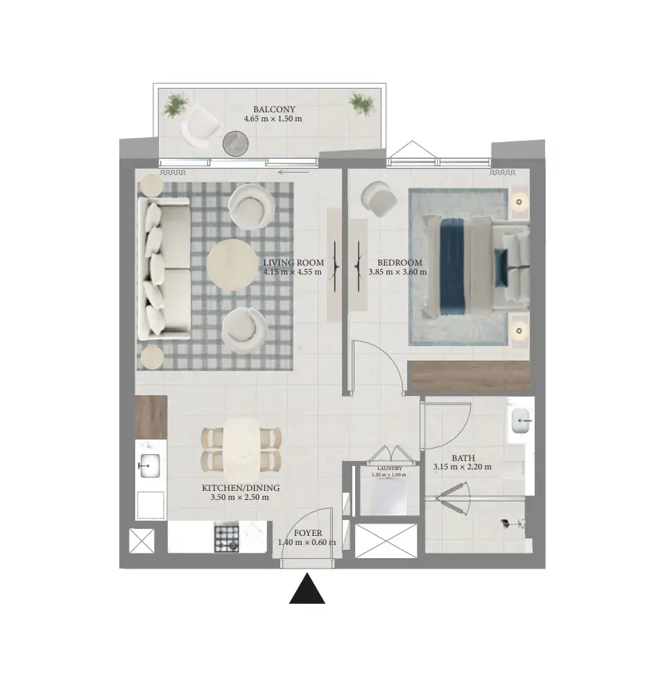 1 Bedroom apartments - Fior 1 floor plan