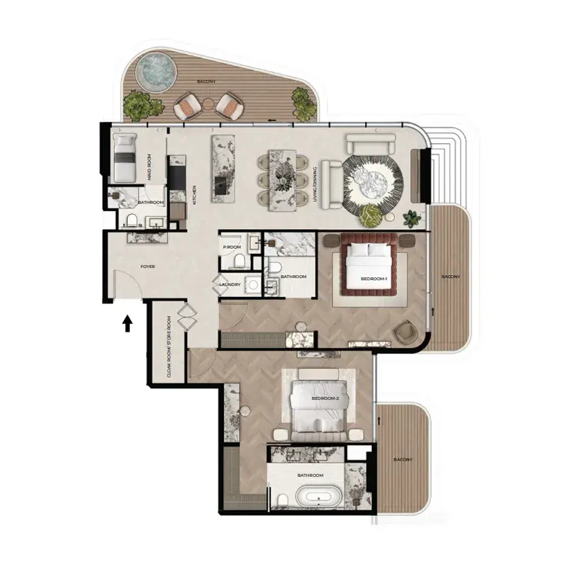 2.5 bedrooms apartments - Treppan Living Privé