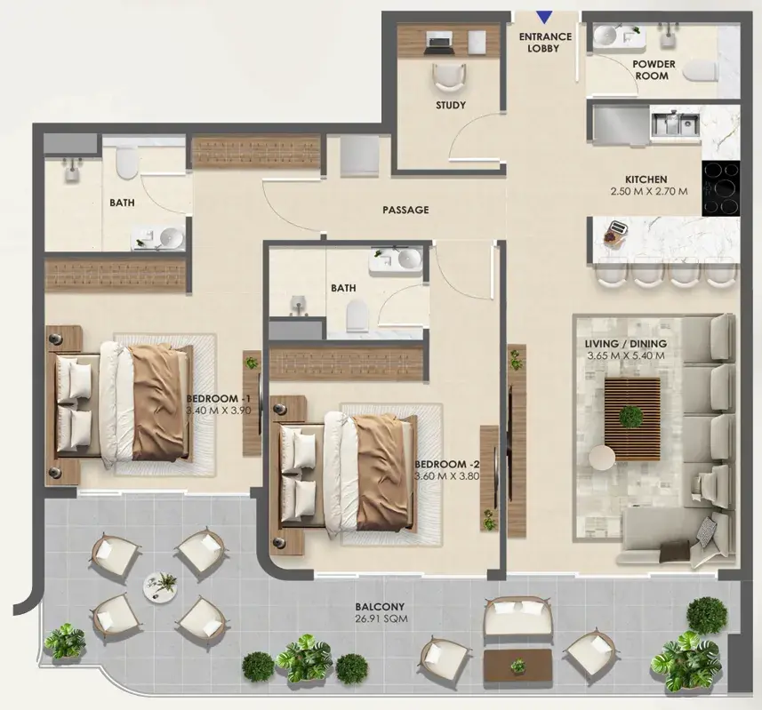2.5 bedrooms apartments - Vivida Residences
