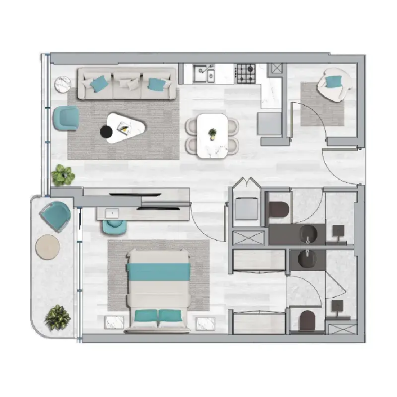 1 Bedroom apartments - Flora Bay Residences floor plan