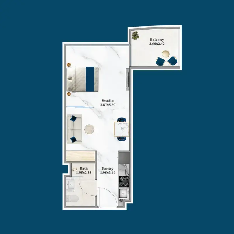Studio apartments - Serenz floor plan