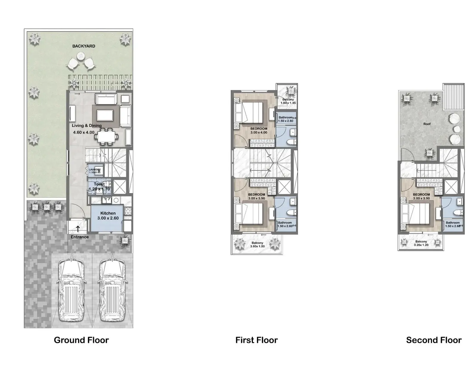 3 Bedrooms townhouse - Reportage Hills floor plan