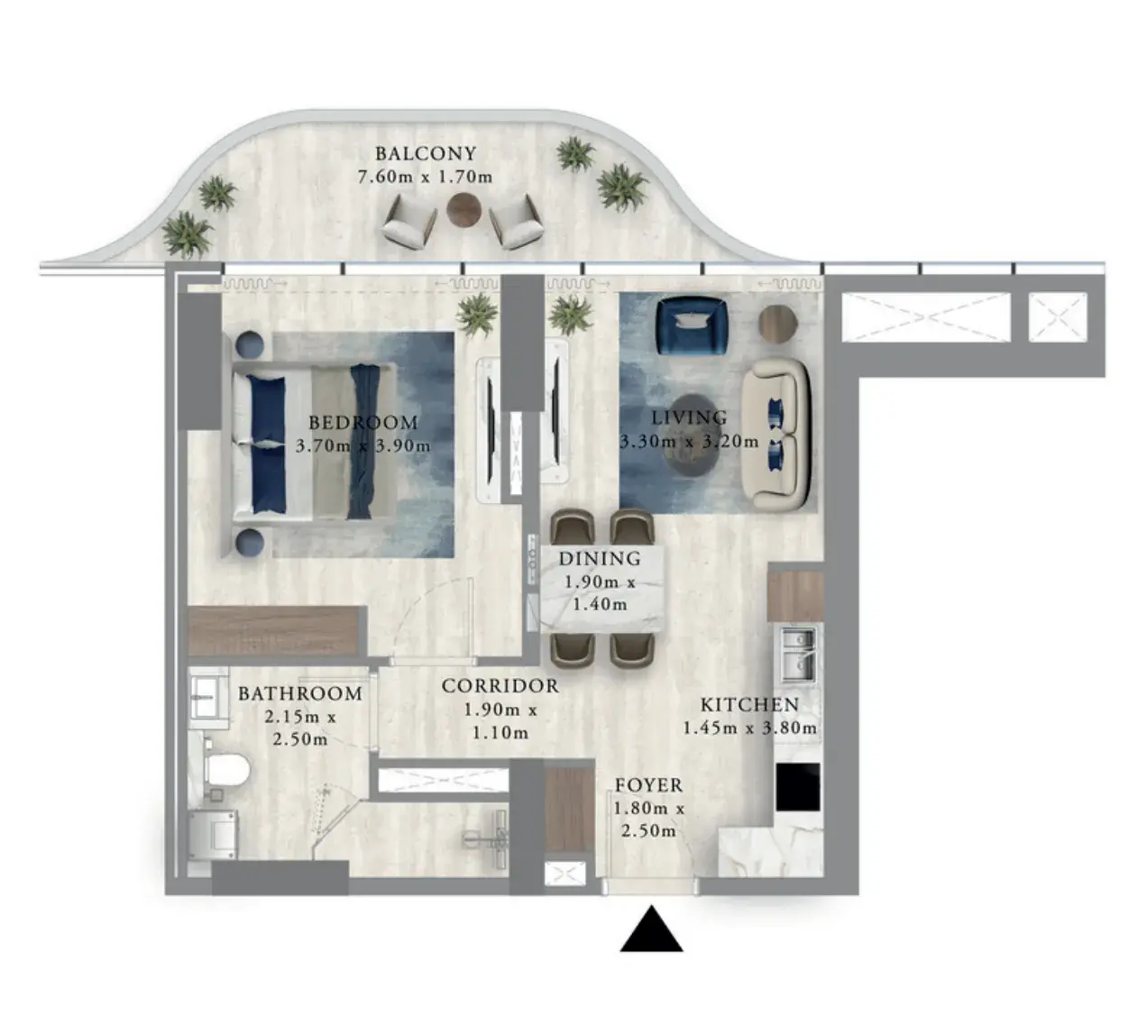 1 Bedroom apartments - Royal Yacht Club Residence floor plan